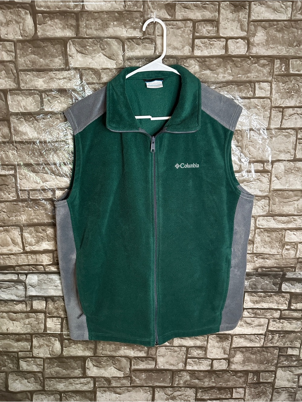 Columbia Forest Green and Gray Fleece Vest Size Large